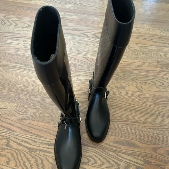 Black Jimmy Choo Rubber Rain Boots - Picture 4 of 7